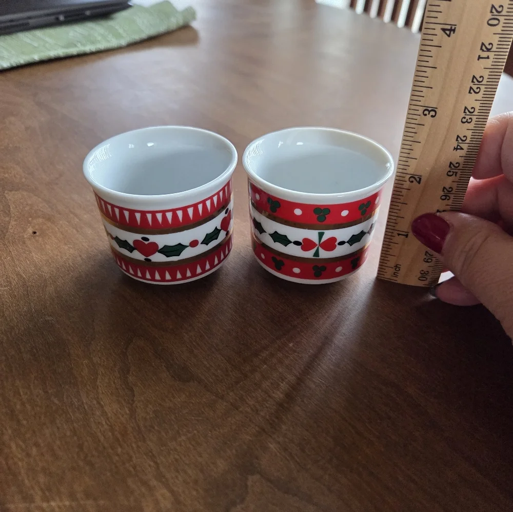 Pair Of 80s Christmas Votive Candle Holders